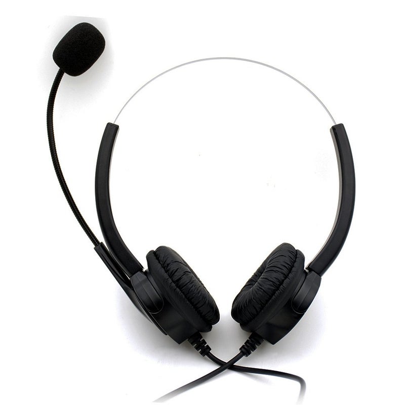 TelPal Corded Hands-Free Call Center Noise Cancelling Binaural USB Headset Headphones with Mic/Microphone - Cord with USB Plug, Volume Control- for Computer/PC/Laptop Use Only - Image 3
